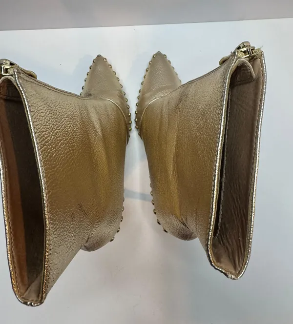 Womens Gold Heeled Boots Size 6.5 - Image 5