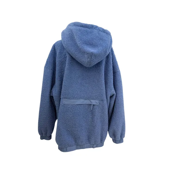 Free People Fuzzy Was She Pullover Blue‎ Sherpa Fleece Hoodie Womens Small - Image 11