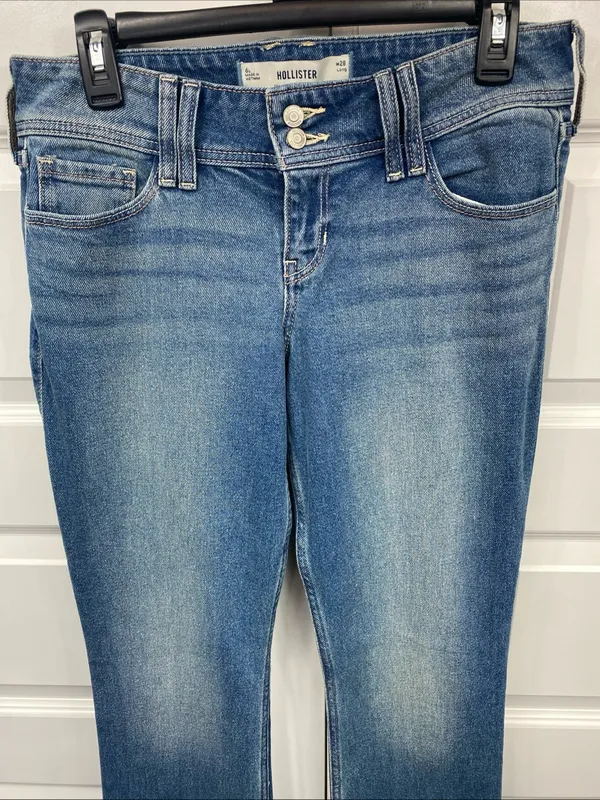 Hollister Ultra Low Rise Boot Embroidered Floral Pockets Jeans Retro 6L W28 Long - Image 2