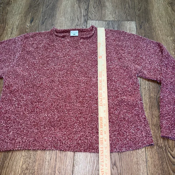 Columbia Red Marled Knit Notched Neck Sweater Womens Large Cabincore Cozy Fall - Image 4