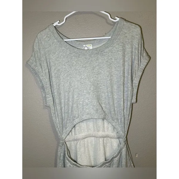 Aerie Offline Weekend Fleece Gray Cotton Cut Out Dress Pockets Women Size Medium - Image 3