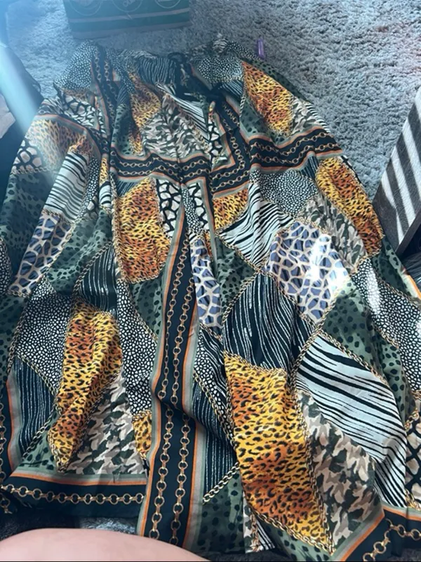 NWT truth fashion Bold Animal Patchwork‎ Maxi Skirt in Green and Yellow - Image 2