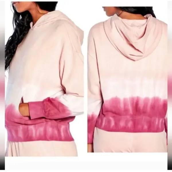 Wildfox pink barbiecore tie dye cropped M cozy hoodie - Image 2