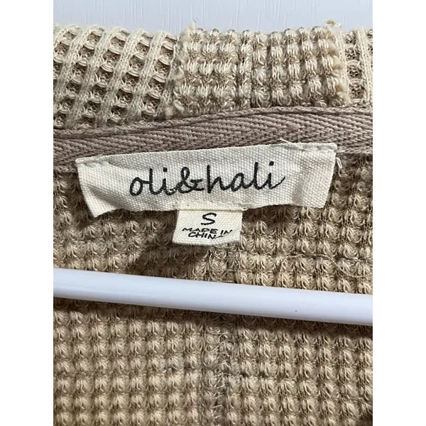 Oli & Hali Tan Waffle Knit Hook‎ & Eye Corset Cropped Hoodie JT0031 Womens Small - Image 3