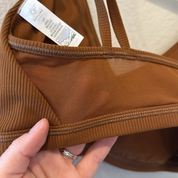 OFFLINE By Aerie Ribbed Plunge Sports Bra Size Small S NWT - Image 5