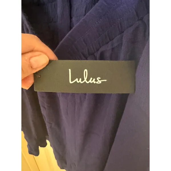 Lulus Milos Navy Blue Convertible Halter Romper M NWT - Image 6