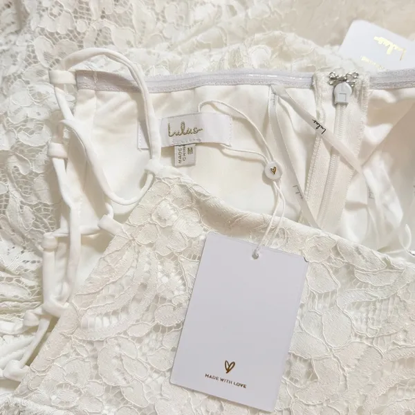 Lulus Shiori White Lace Bustier Basque Waist Strapless Maxi Dress size M NWT - Image 7