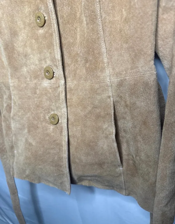 Vintage Wilson’s leather Maxima 100% leather tan button up jacket w/belt sz Lg - Image 5