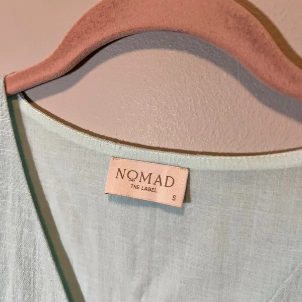 Nomad The Label Mint Green Cotton V-Neck Maxi Dress with Pockets Women's Small - Image 3