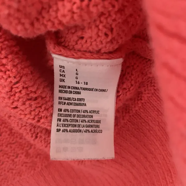 AMERICAN EAGLE Womens Sweater Large Open Knit Pink Long Sleeve Pullover Vibrant - Image 3