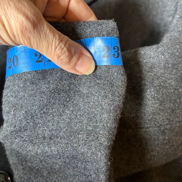 Vintage Wool Double Breasted Overcoat Longline Notched Lapel Grey Sz 16 Classic - Image 9