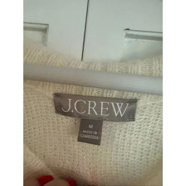 J.crew high ribbed wool blend ivory sweater size M - Image 4