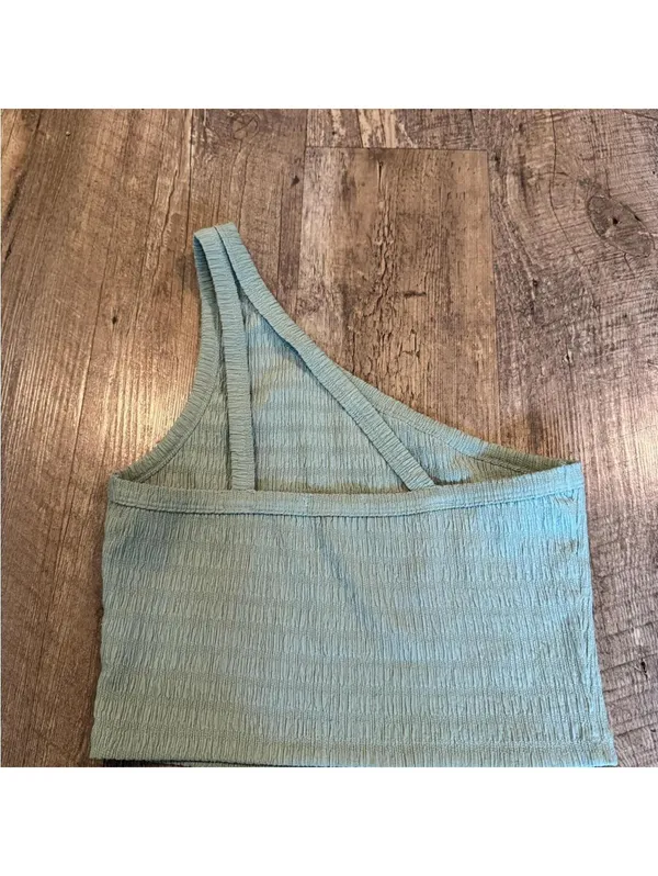 American Eagle Green One Shoulder Tank Top Medium - Image 2