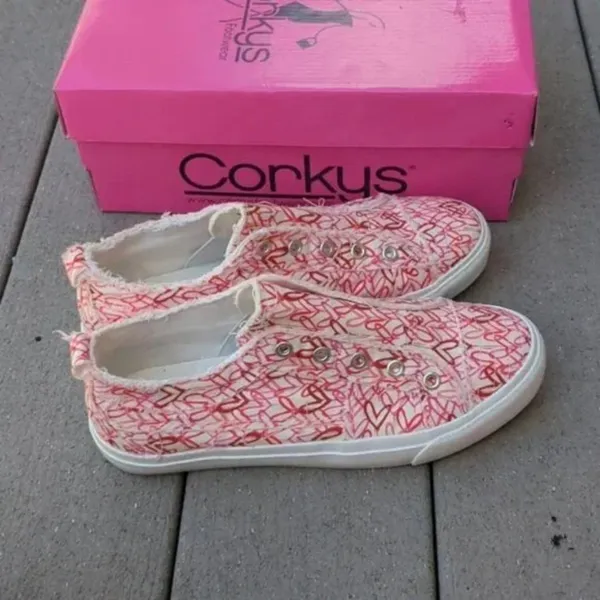 NWT Corky's Babalu Heart Print Slip On Sneakers | Corkys Heart Print Sneakers - Image 5
