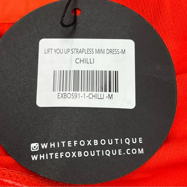 White Fox Lift You Up Strapless Mini Dress Chilli Orange Red‎ Womens Medium NEW - Image 3