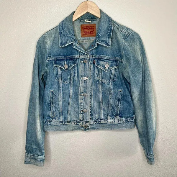 Levis Womens Blue Denim Fall Trucker Jean Jacket Medium pc9-70270-0073 Masc - Image 2