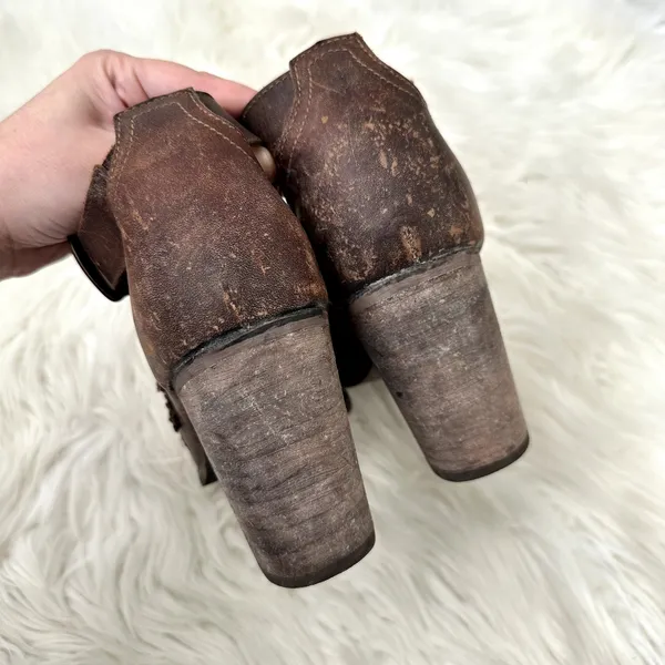 Farylrobin Lorna Embroidered Leather Open Toe Bootie Sz 7.5 - Image 5