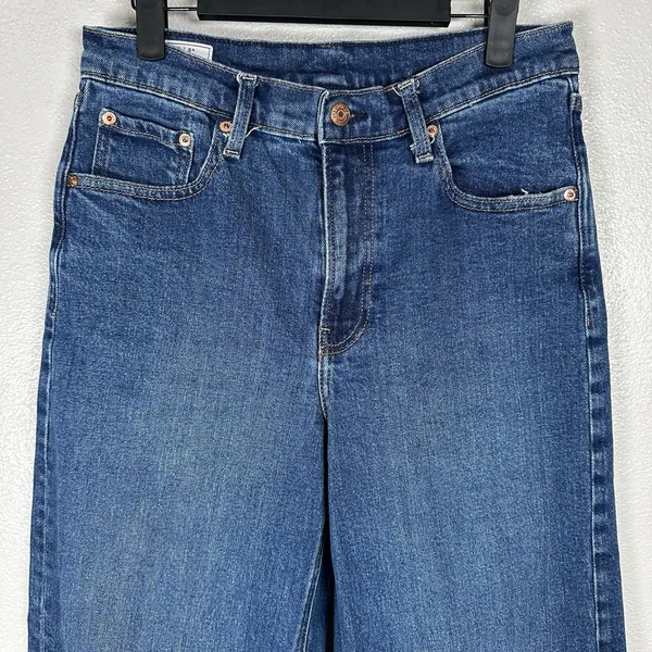 GAP High Rise Stride Relaxed Fit Wide-Leg Jeans Womens 29/8R Medium Wash Denim - Image 2