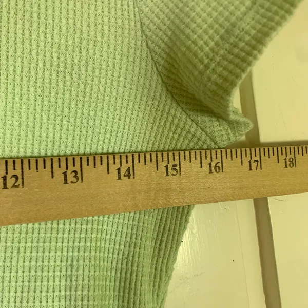 Tna Aritzia Women Mint Green Waffle Knit Notch Neck Crop Top SS Medium READ - Image 6
