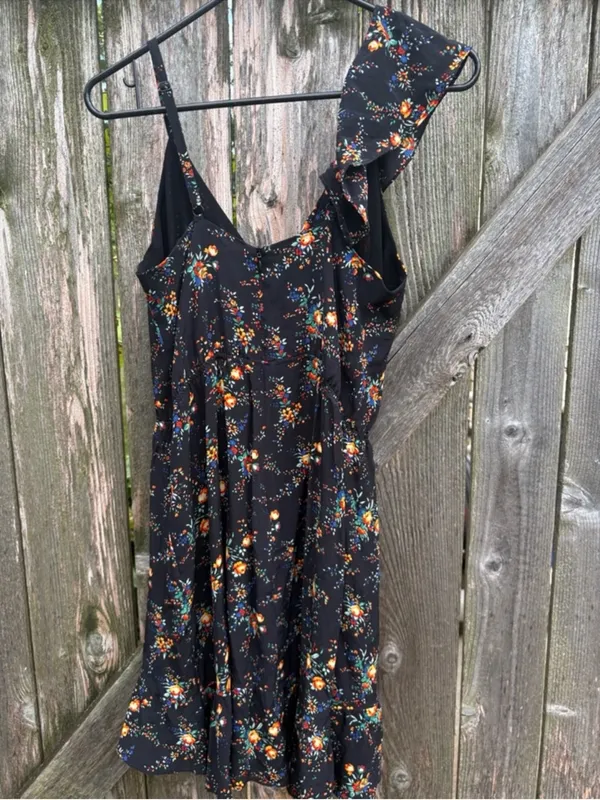EUC SANDRO Paris Silk Petunia Floral Ruffled Sleeveless Dress Size Medium - Image 9