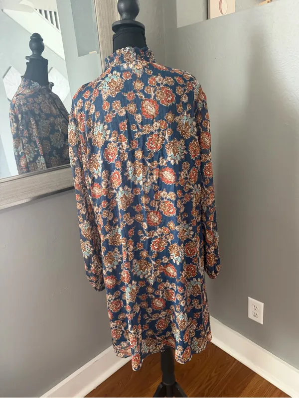 Harper Rose Sky Captain Balloon Sleeve Mockneck Trapeze Dress Victorian 14 - Image 4