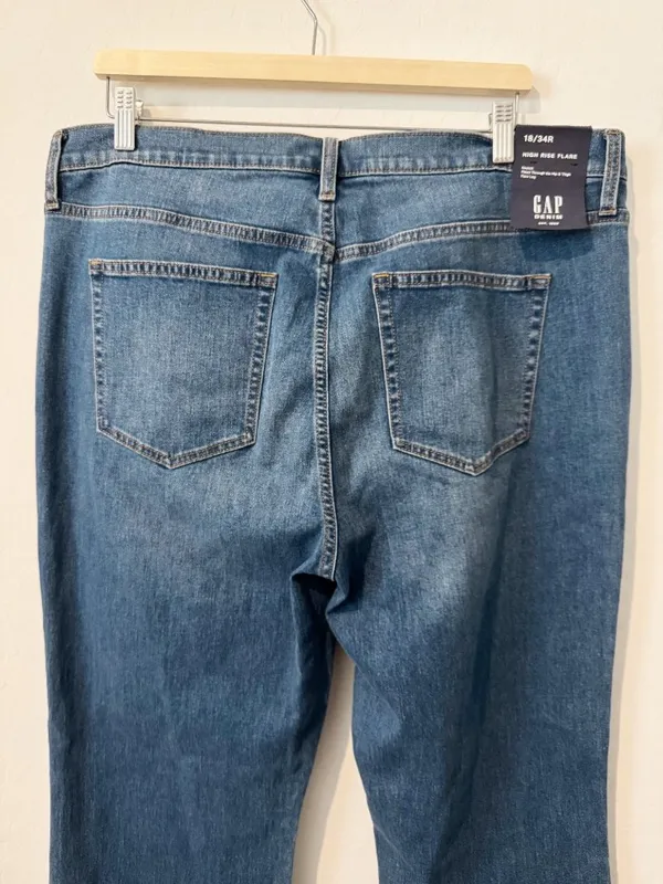 Gap Denim Jeans Size 18 Plus Medium Wash High Rise Flare Western Coastal Cowgirl - Image 9