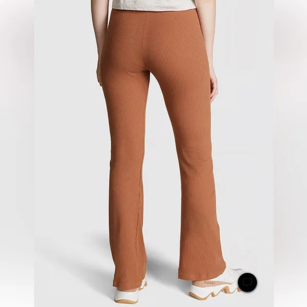 Pink Stretch Cotton Ribbed Flare Legging‎ - Image 2