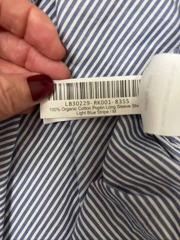 Quince 100% Organic Cotton Poplin button down blue/white stripe shirt size M - Image 5