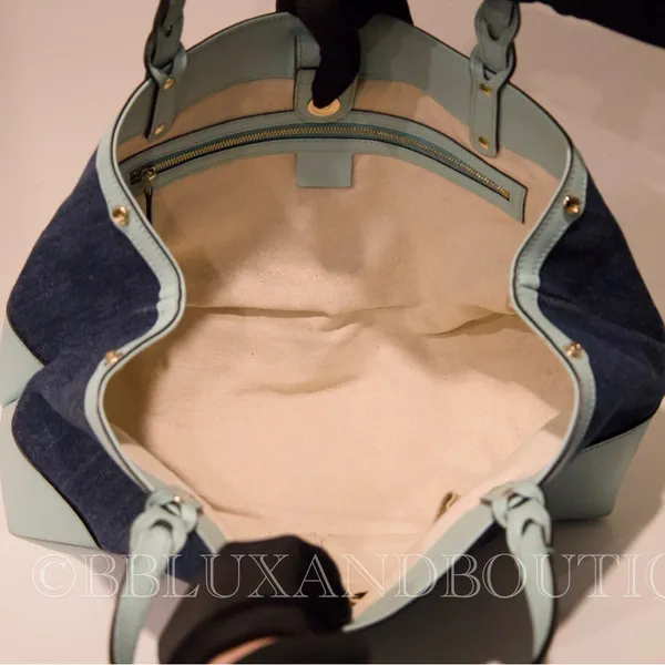 Gucci Denim and Light Blue Leather Shoulder Bag - Image 8