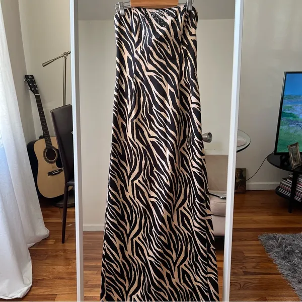 Jessica McClintock for Gunne Sax animal print maxi gown dress size S 7 CL - Image 5