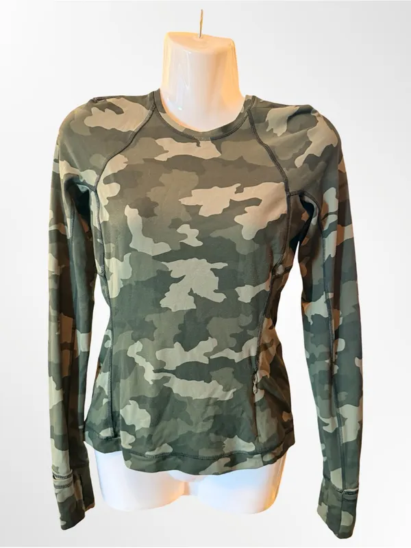 Lululemon It’s Rulu Run Long Sleeve Shirt | Olive Camo | Size 2 - Image 3