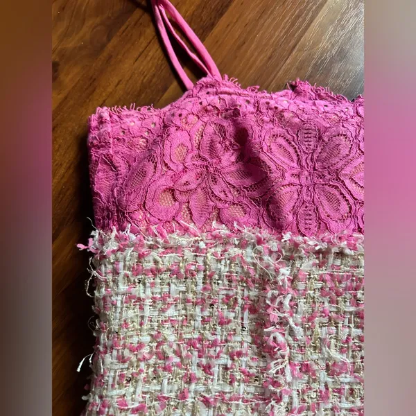 NBD Pink tweed mini dress - Image 2