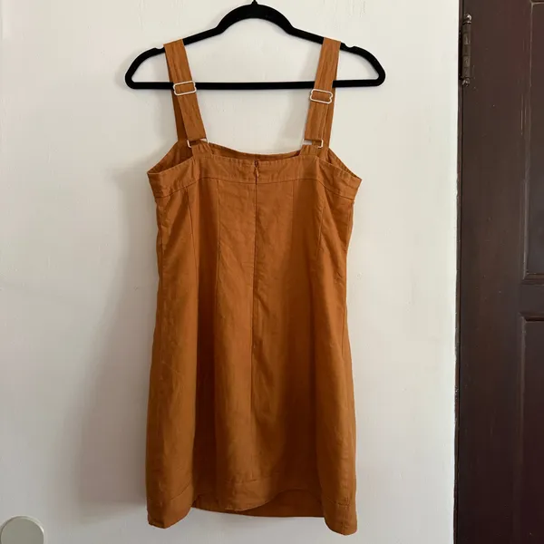DISSH | Louise Linen Square Neck Mini dress - Light Brown | US Size 4 AU Size 8 - Image 2