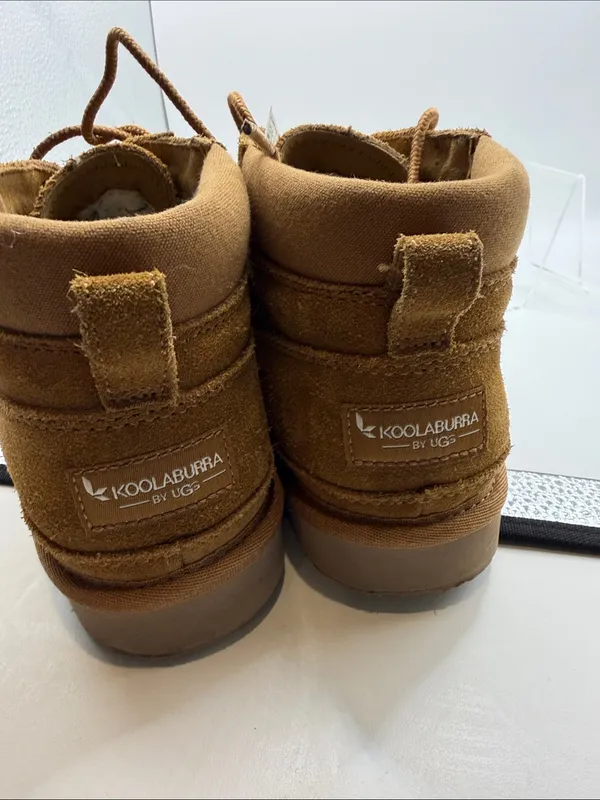 UGG Koolaburra Women's Suede Lace-Up Tan Ankle Booties Faux Fur Lining Size 8 - Image 6