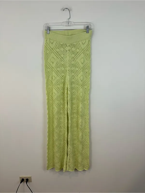 Free People FP Beach Get Away Fauxchet Lime Green Pants Size Medium - Image 2