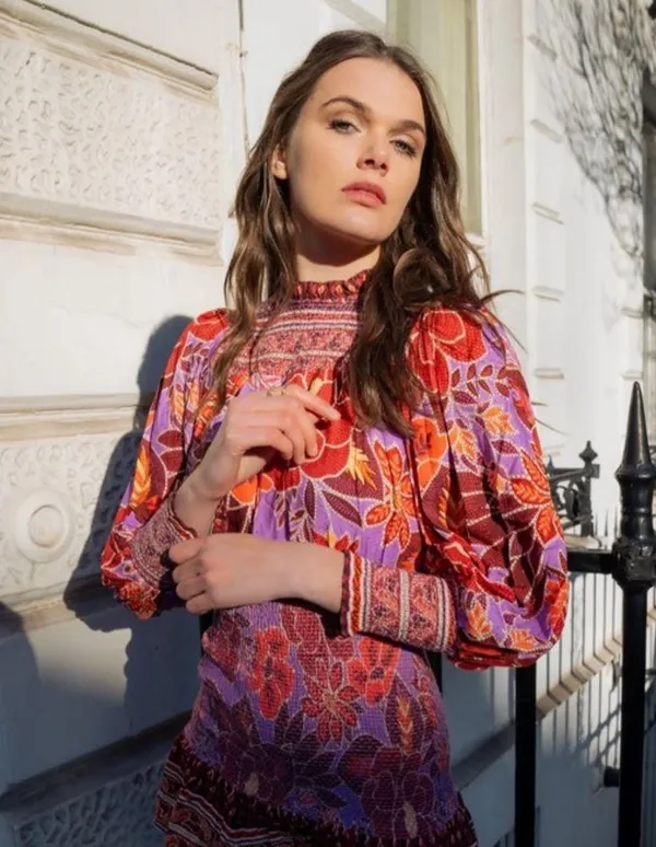 Farm Rio Sweet Floral Long Sleeve Minidress S - Image 7