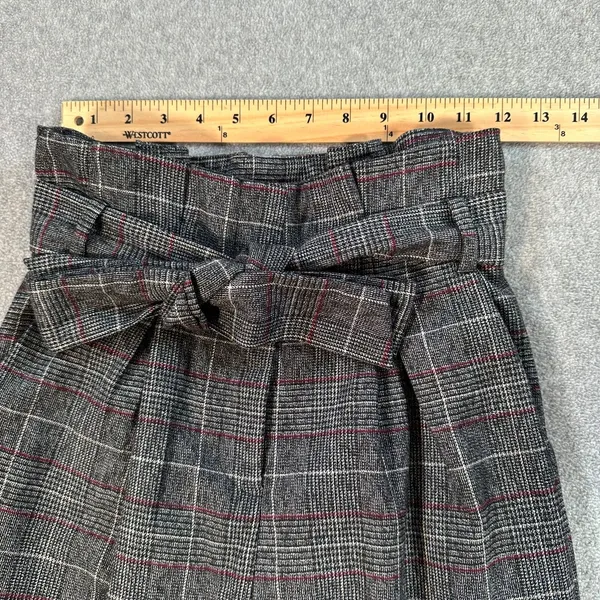 DO + BE Paperbag Waist Trouser Pants Size Small Plaid Straight Leg High Waist - Image 5