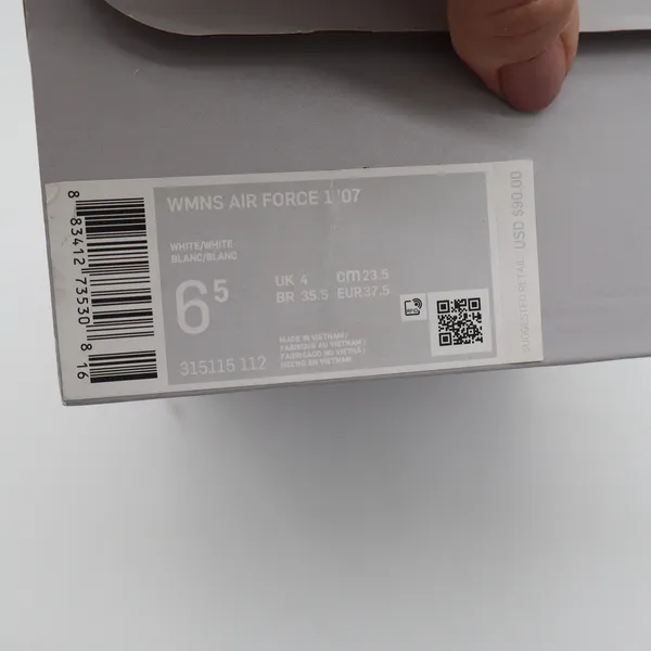 Nike Air Force 1 07 Womens 6.5 White Low Top Sneakers 315115-112 Triple White - Image 12