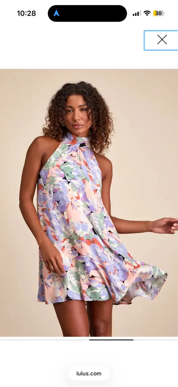 Lulus Tied Back To You Lavender Multi Floral Print Mini Shift Dress - Image 3