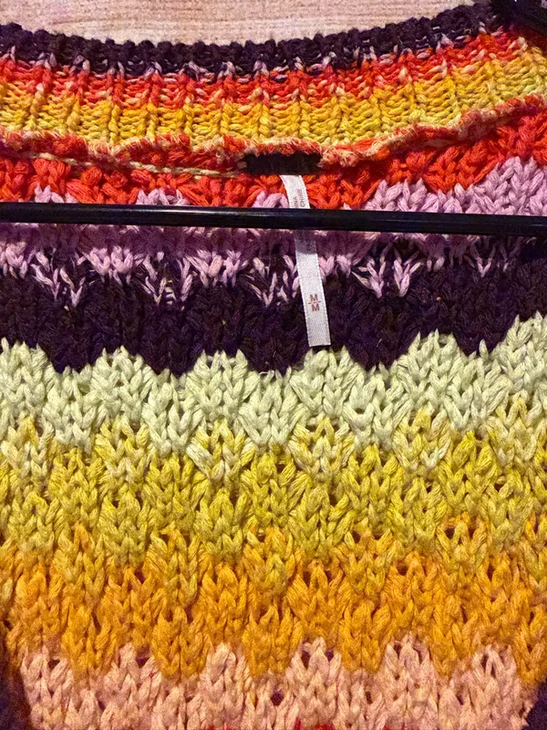Free People Crochet V-Neck Short Sleeve Sweater Vest in Yellow Multi - Image 3