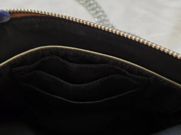 Coach Tan Leather Crossbody / Clutch with Silver Chain Strap - Image 8