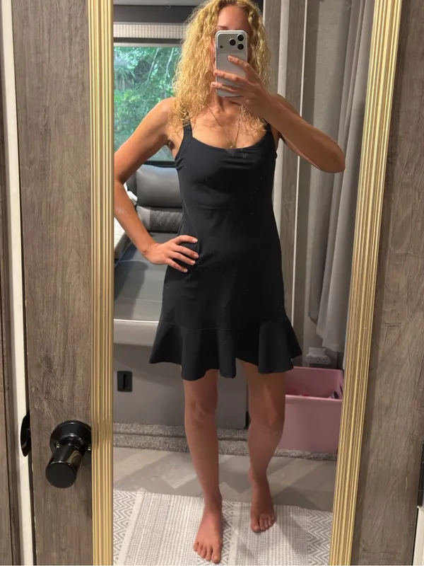 Abercrombie & Fitch Athletic Shorts‎ Under Mini Dress with Ruffle Hem Black - Image 9