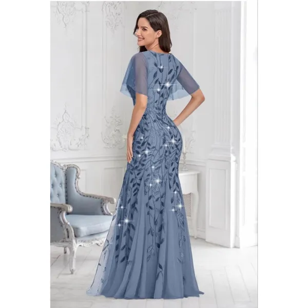 NEW Elegant Mother of Bride Sequin Mermaid Embroidery Evening Dress 2X - Image 2