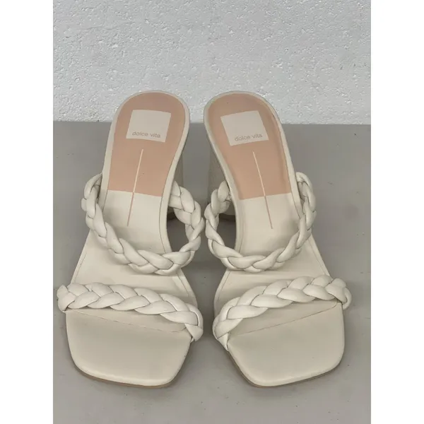 Dolce vita sz8 Women's Pang Heeled Sandal cream braided slip on open - Image 2