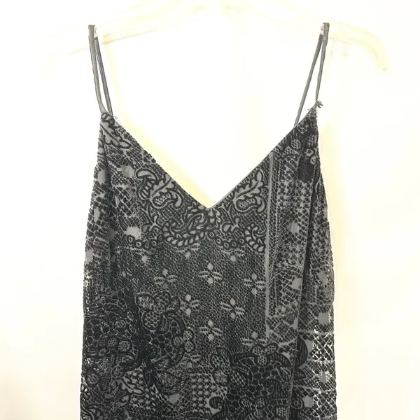 Onyx Nite‎ 6 Dress Black Velvet Burnout Hi Lo Spaghetti 90s Y2K Grunge Goth 1341 - Image 4
