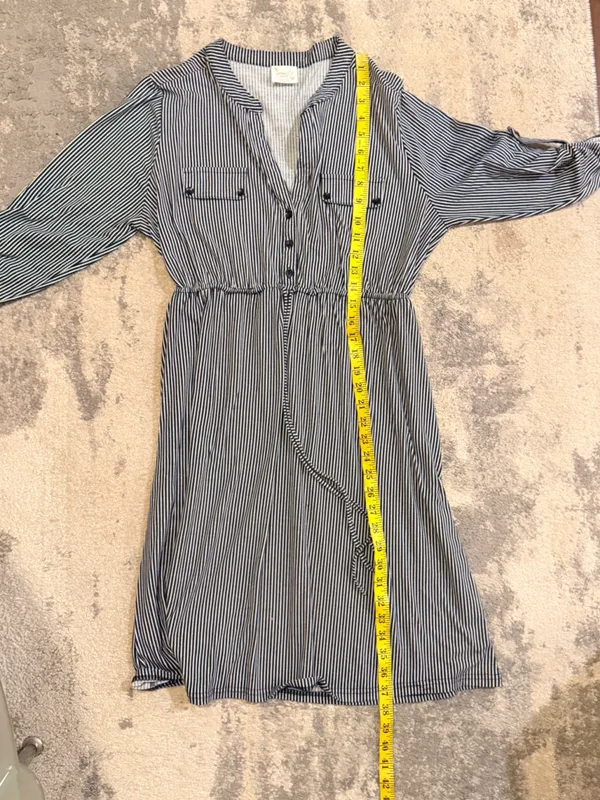 Siren Lily Maternity Striped V-Neck Button-Front Shirt Dress - Image 7