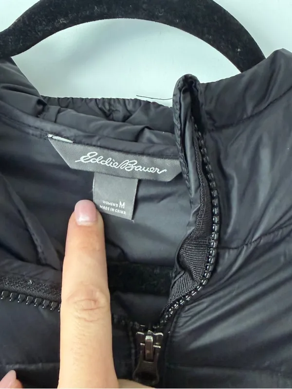 Eddie Bauer Black Long Quilted Puffer Coat with Hood - Image 3
