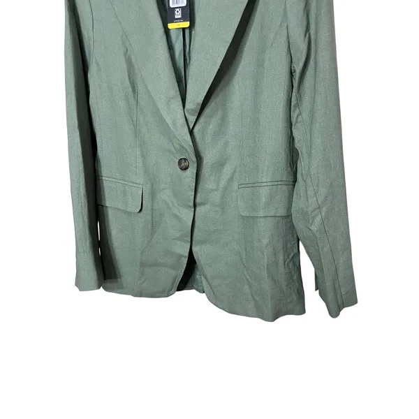 Express Women's Green‎ Linen Blend One-Button Blazer Jacket - Size M NWT - Image 3