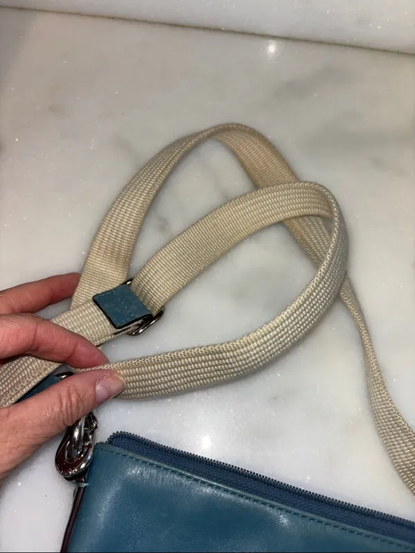 Coach Teal Leather Crossbody with Canvas Strap and Turn-Lock Pocket - Image 8