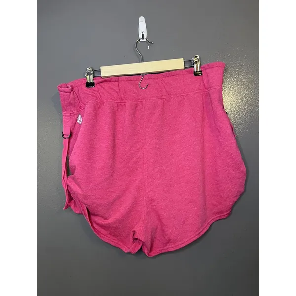 Free People Movement Sweat Shorts Womens Large Pink Terry Elastic Waist Strap - Image 4
